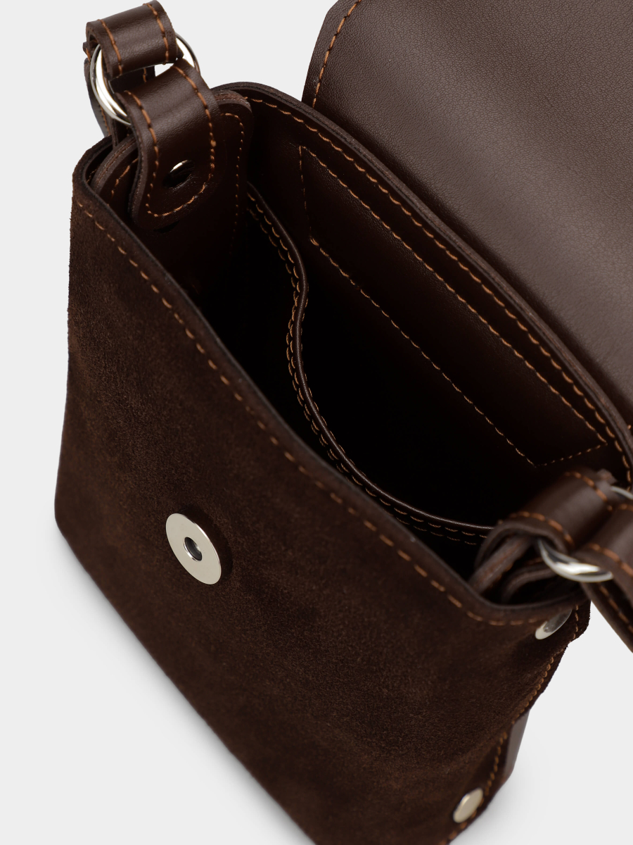 Сумка для телефона замшевая шоколадная LEMAN LM4849-2